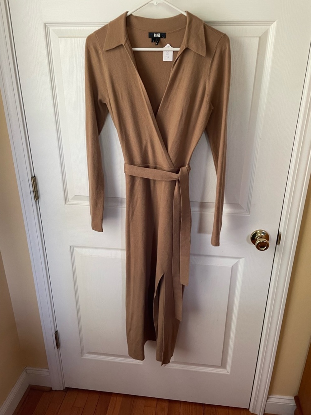 PAIGE Dark Camel Wrap Sweater Dress Size S